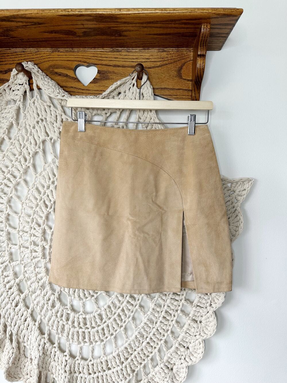 Cache Vintage 80s 90s Suede Mini Skirt Side Slit Size Small
